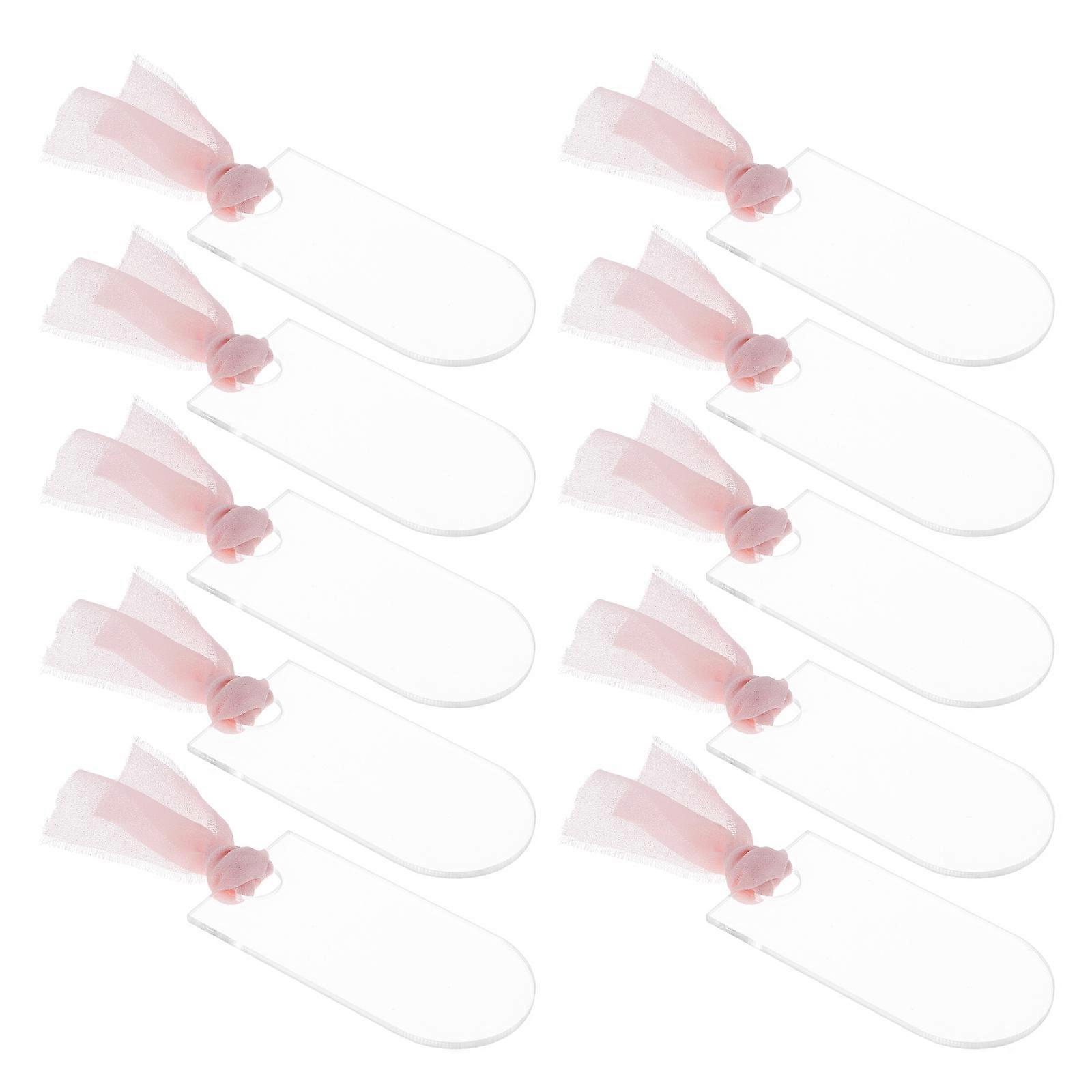 Clear Acrylic Name Place Cards with Ribbon Reusable Arched Table Tags for Weddings, Parties & Banquets Elegant Reserved Seat Signs for Guests
