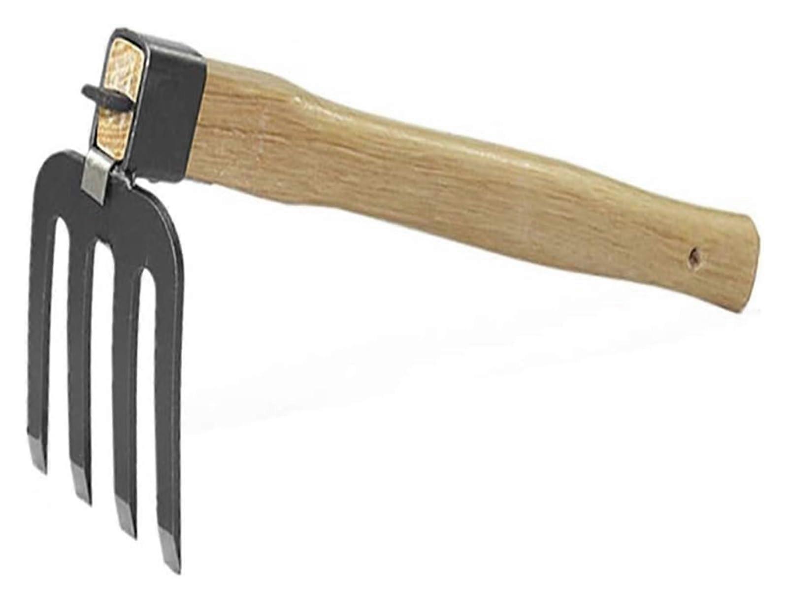 Rake, Cultivator and Hoe with Wooden Handle for Gardening, Weeding and Soil Preparation