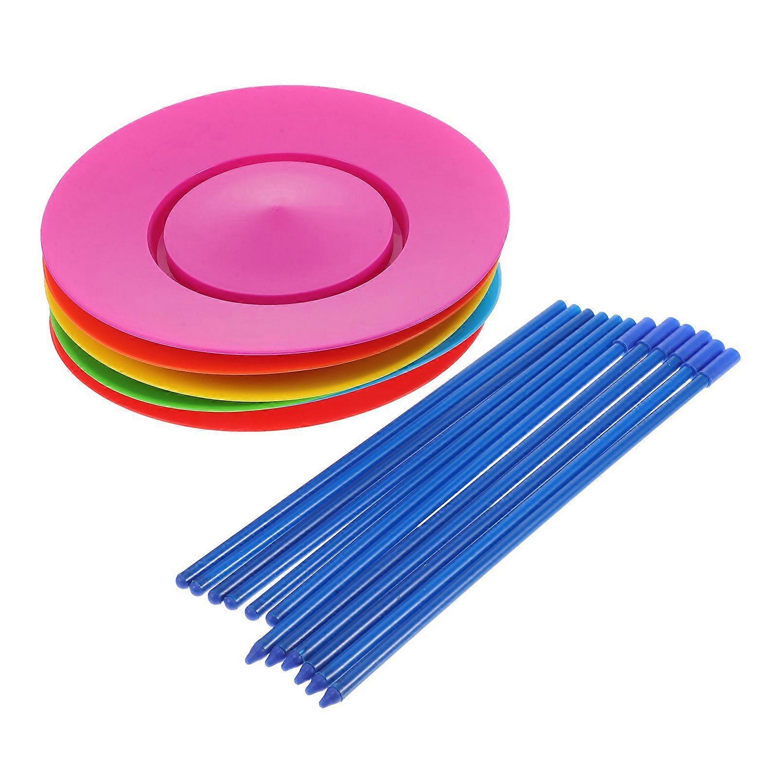 6pcs Spinning Plates With 6 Pcs Sticks Boy Girl Hobby Circus Performance Spinning Plates Juggling Skill Spinning Plate Set