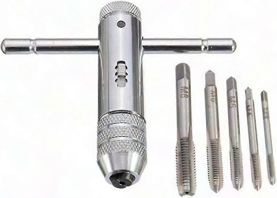 5PCS Left Hand Taps with Hinge T-Type Ratchet Wrench Set