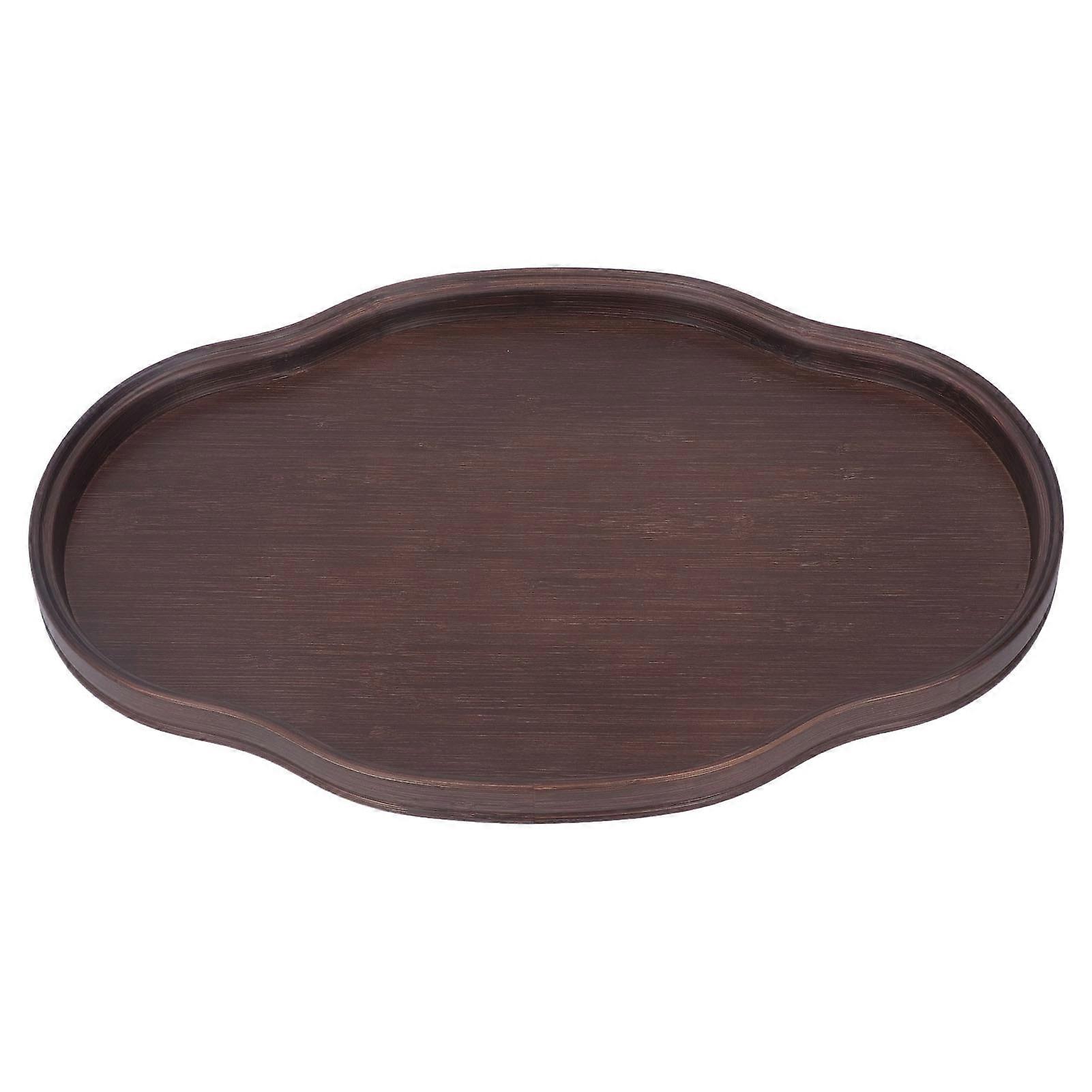 Multifunctional Walnut Textured Bamboo Tea Tray for Guest Reception Coffee Table