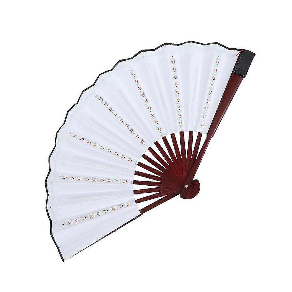 Performance LED Fan Handheld Fan for Music Festival Wooden Fan with Cooling Function Green Color Button Battery Powered 1 Set