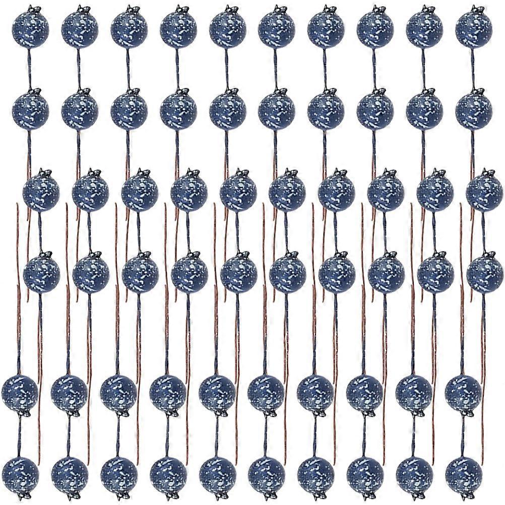 Lifelike Blueberry Stems Fake Fruit for Decor 100Pcs with Dark Blue Foam Material