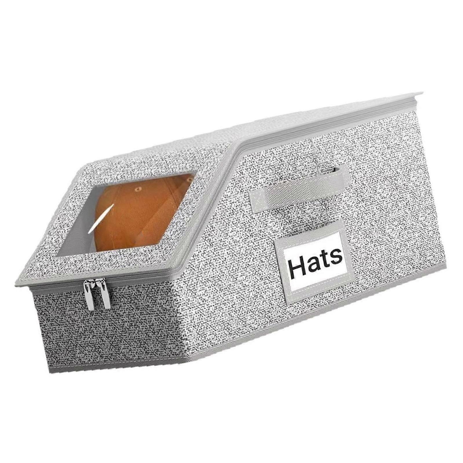 Space Saving Cloth Caps Holder with Clear Window Organiser Foldable Box With Hinged Cover For Closet Travel Storage Multicolor