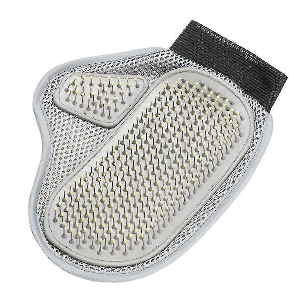 Gant de toilettage pour animaux de compagnie avec paume aiguille en caoutchouc et en acier double face