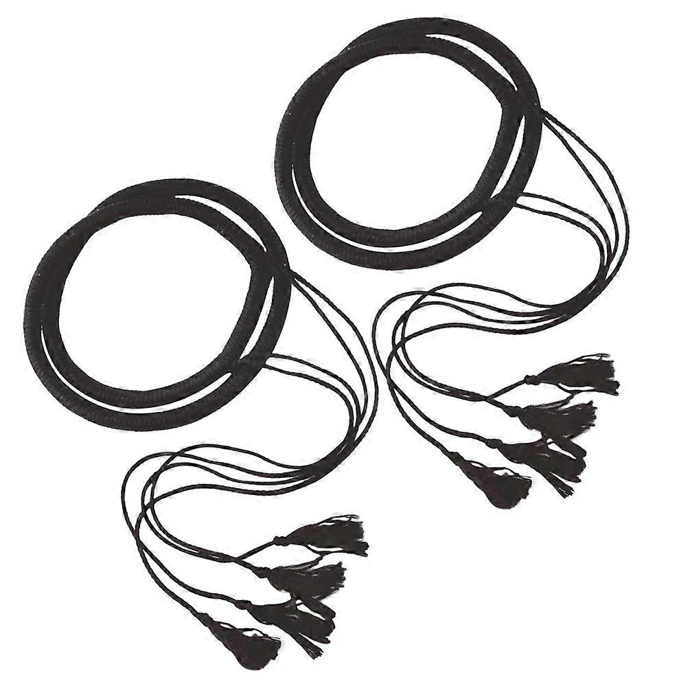 Black Arab Headband with Tassel for Men 2 Pieces PU Material Perfect for Decoration and Special