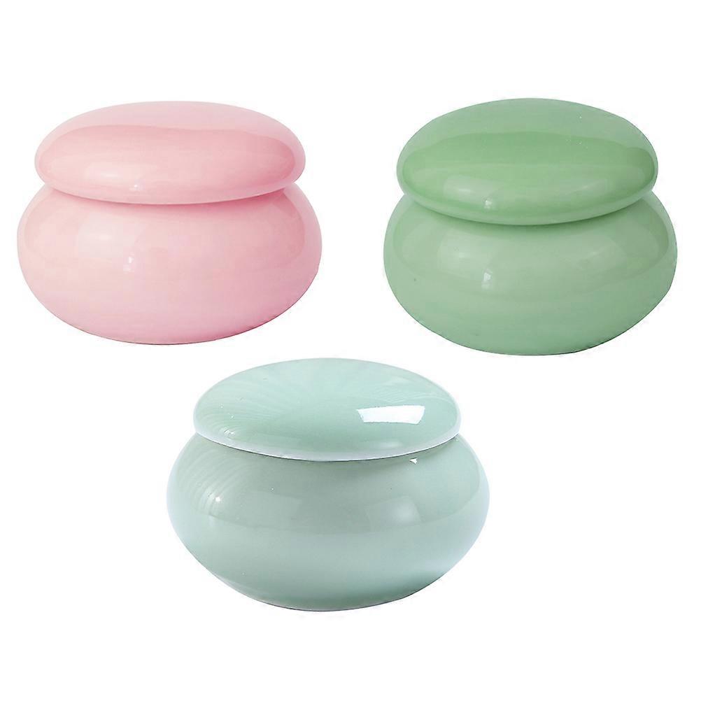 3pcs Ceramic Jars for Multipurpose Use Small Rouge Containers for Cosmetics Sub Containers