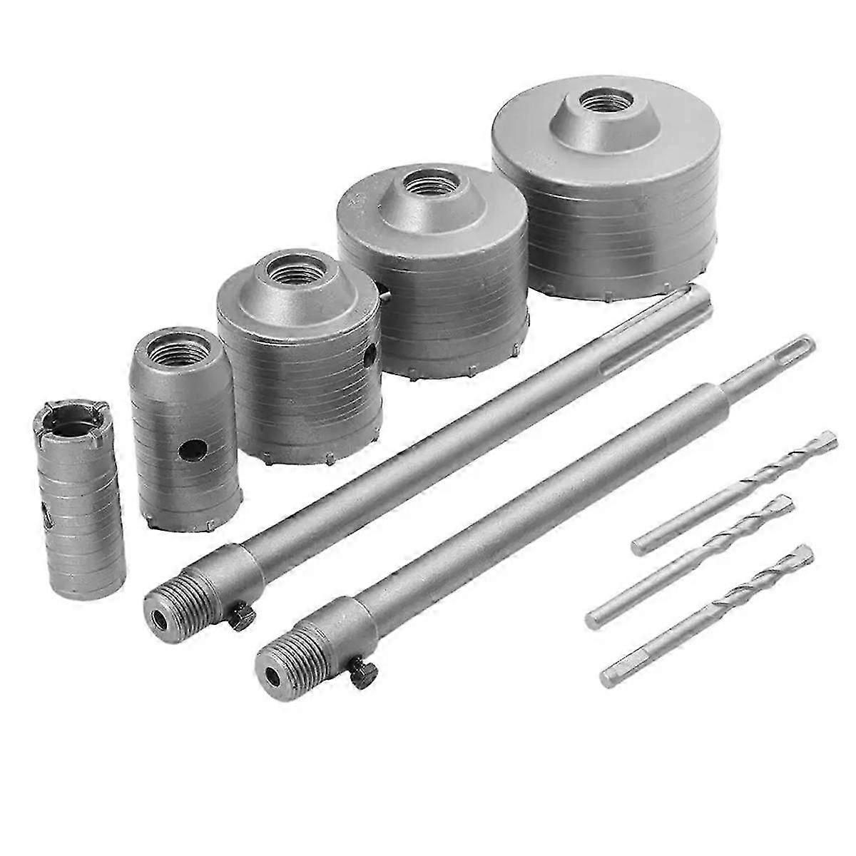Concrete Hole Saw Kit with 10 Pcs Drill Core Bit for Impact-Resistant Masonry and Brick Drilling
