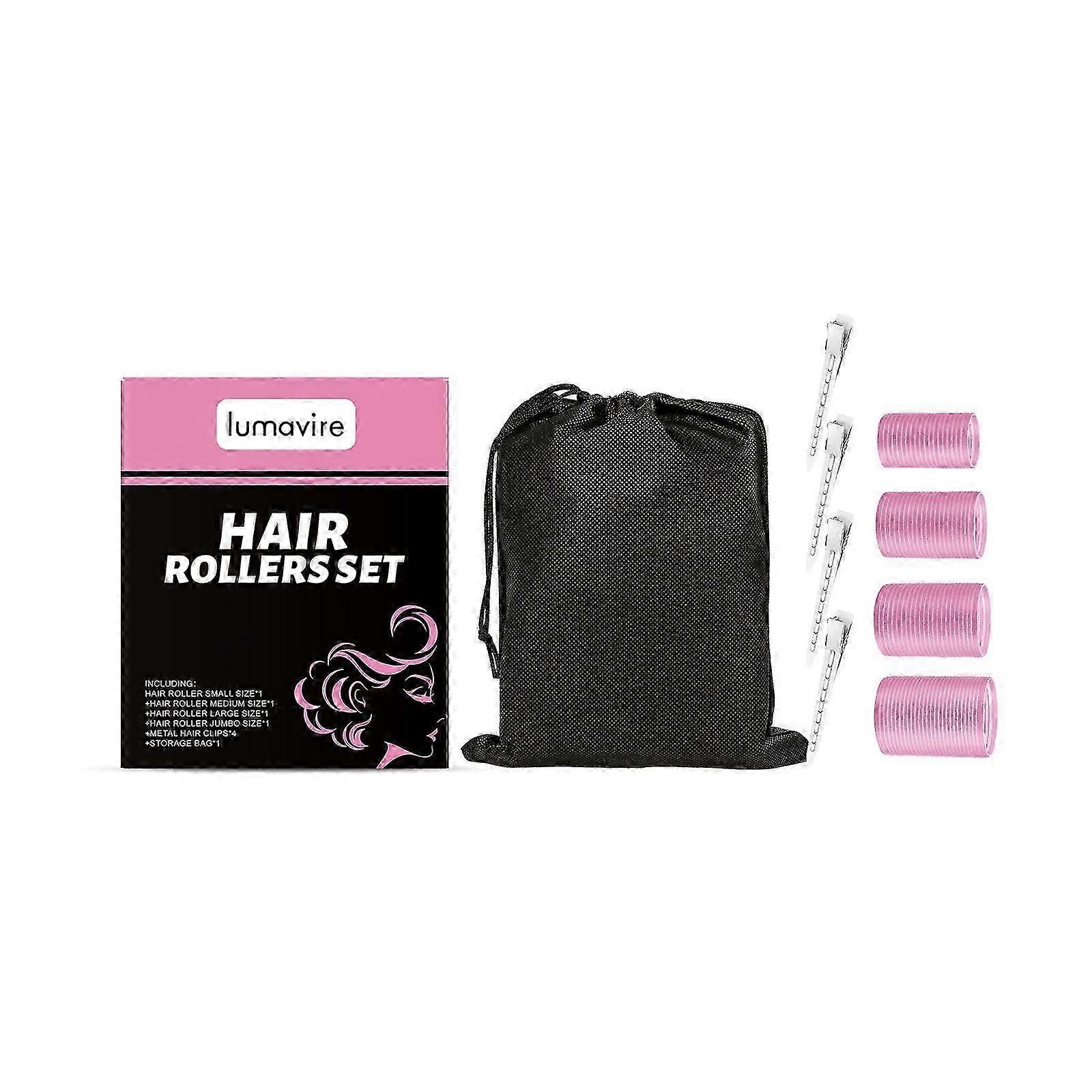 Hårruller sæt, hårruller med clips i rustfrit stål til langt, mellemlangt og kort hår, ingen varmeskader, langvarige krøller