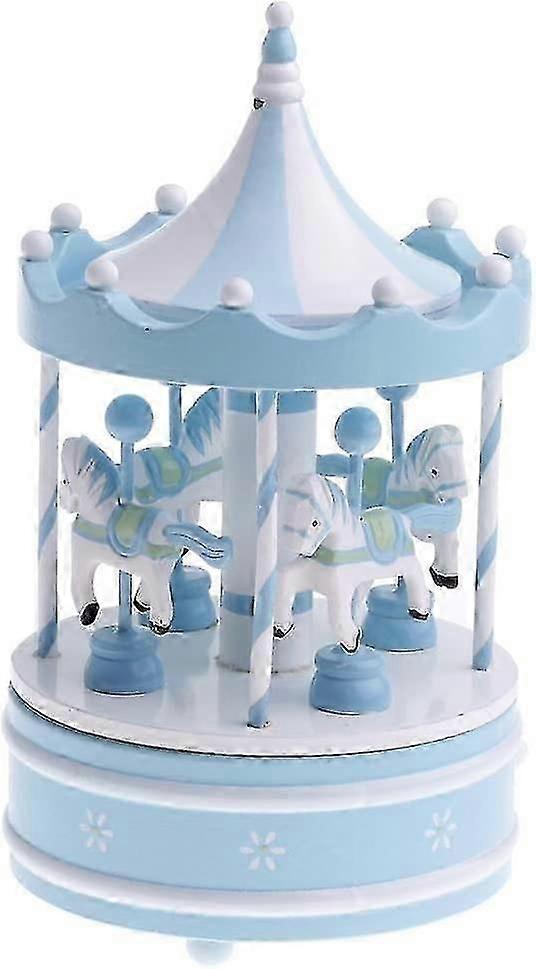2023 - Beautiful Carousel Music Box Music Box Clock Movement Toy Blue (ShiKai)