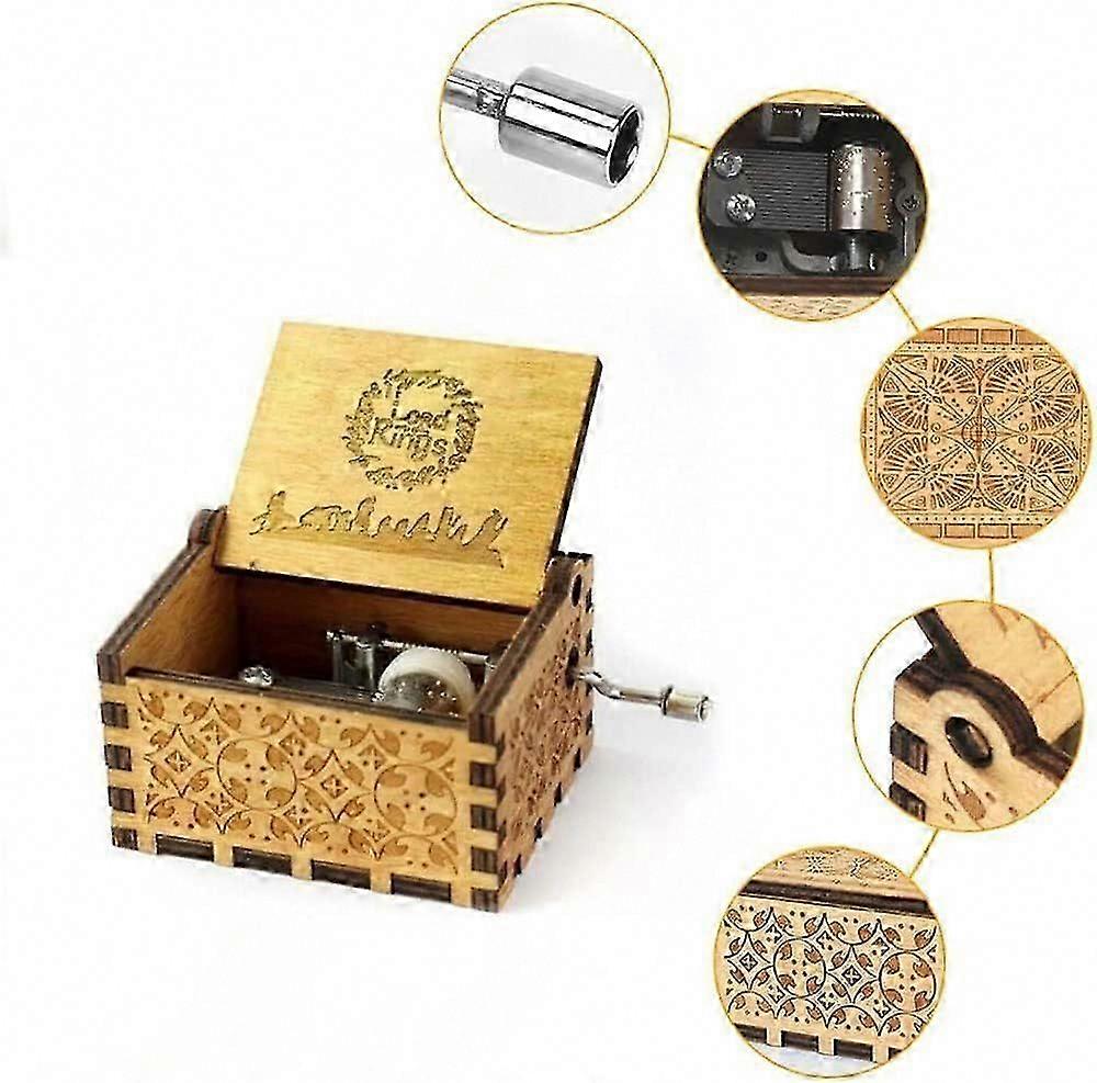 The Lord of the Rings Engraved Wooden Hand Crank Music Box