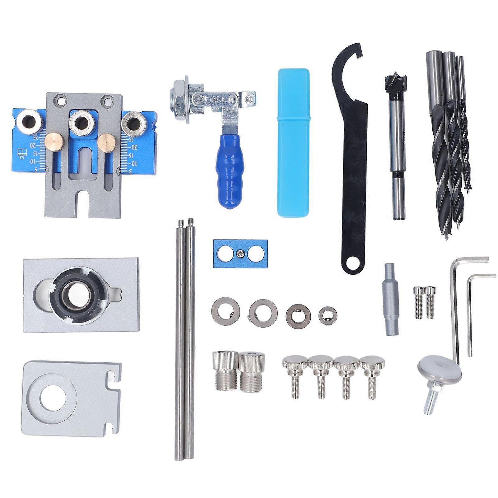 Dowel Jig Kit 3 in 1 Pocket Hole Jigs Set Adjustable Woodworking Joints Drill Guides Locator Puncher Tool
