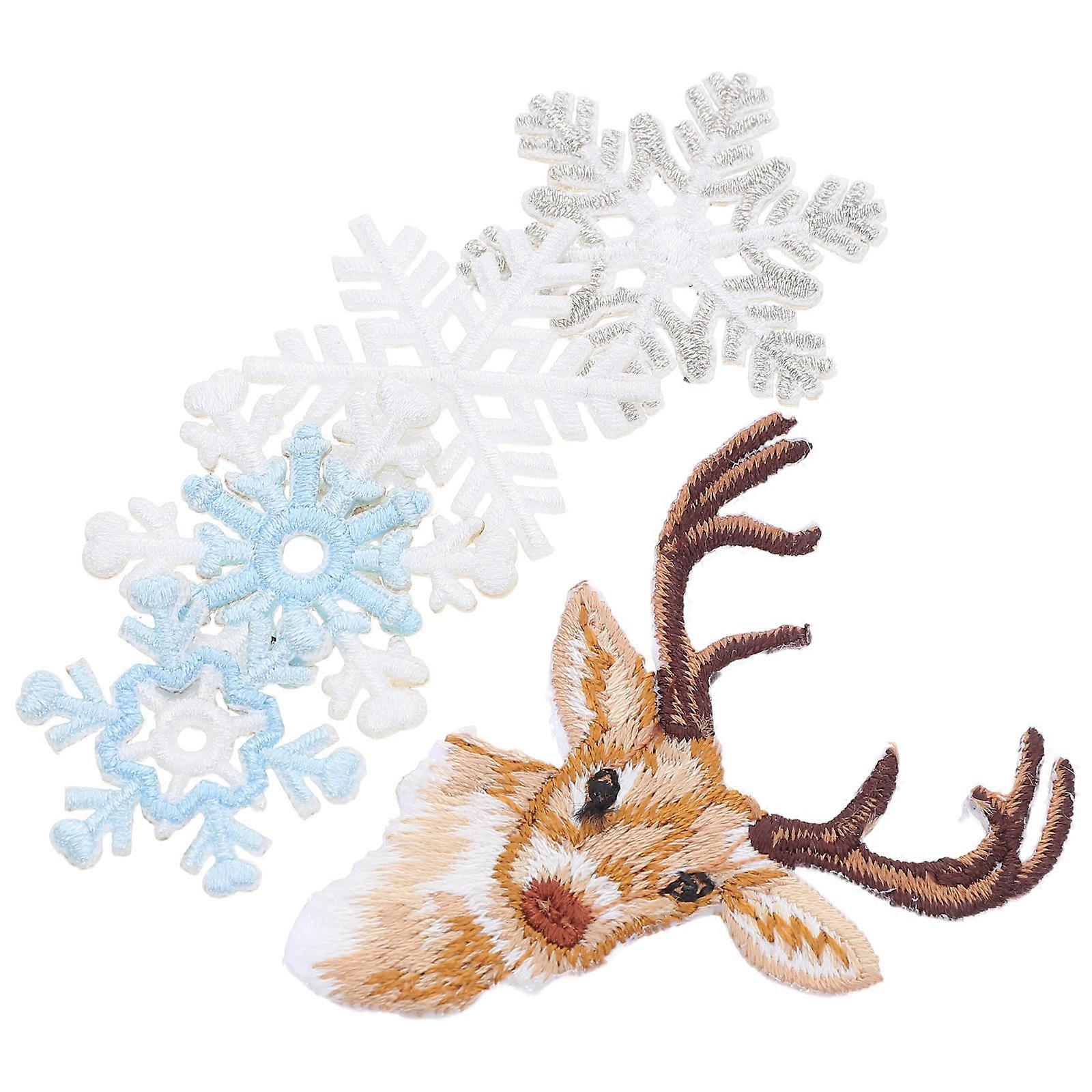 Snowflake Iron on Patch for Decor 6Pcs Embroidered Snowflakes Applique