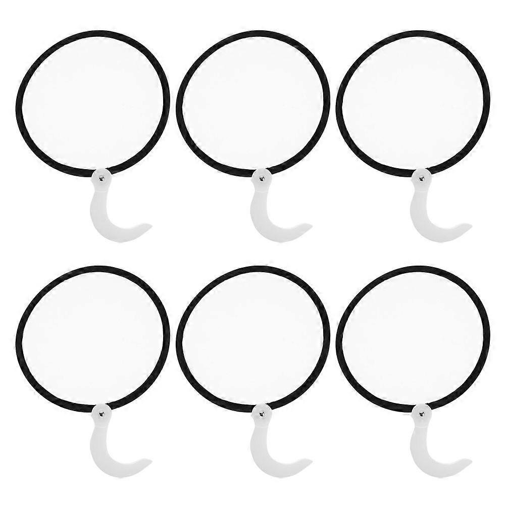 Round Decorative Fans for Home Black Plastic and Cloth Cooling 6Pcs