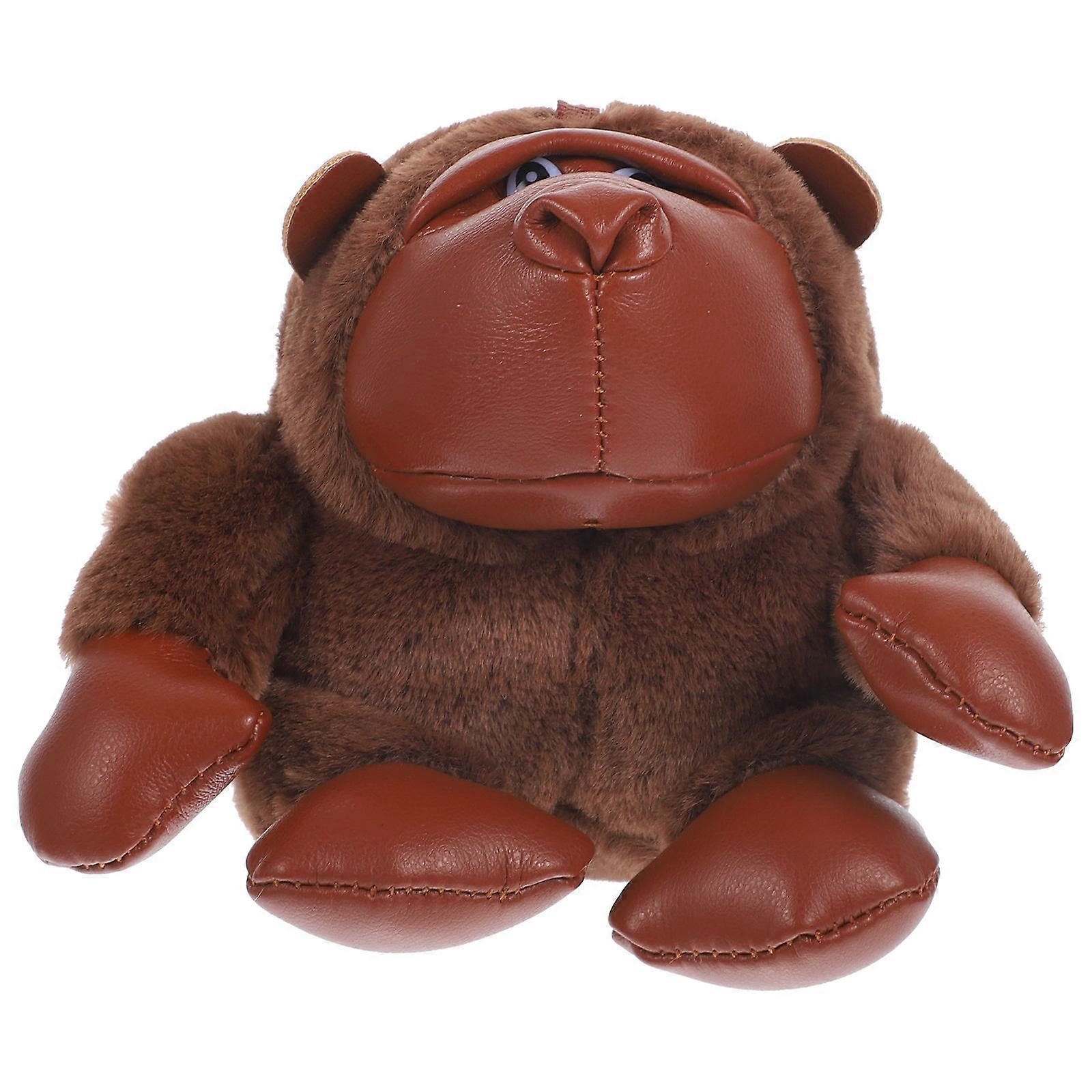 Brown Plush Gorilla Keychain Pendant for Hanging Keys 3Pcs Stuffed Doll Set