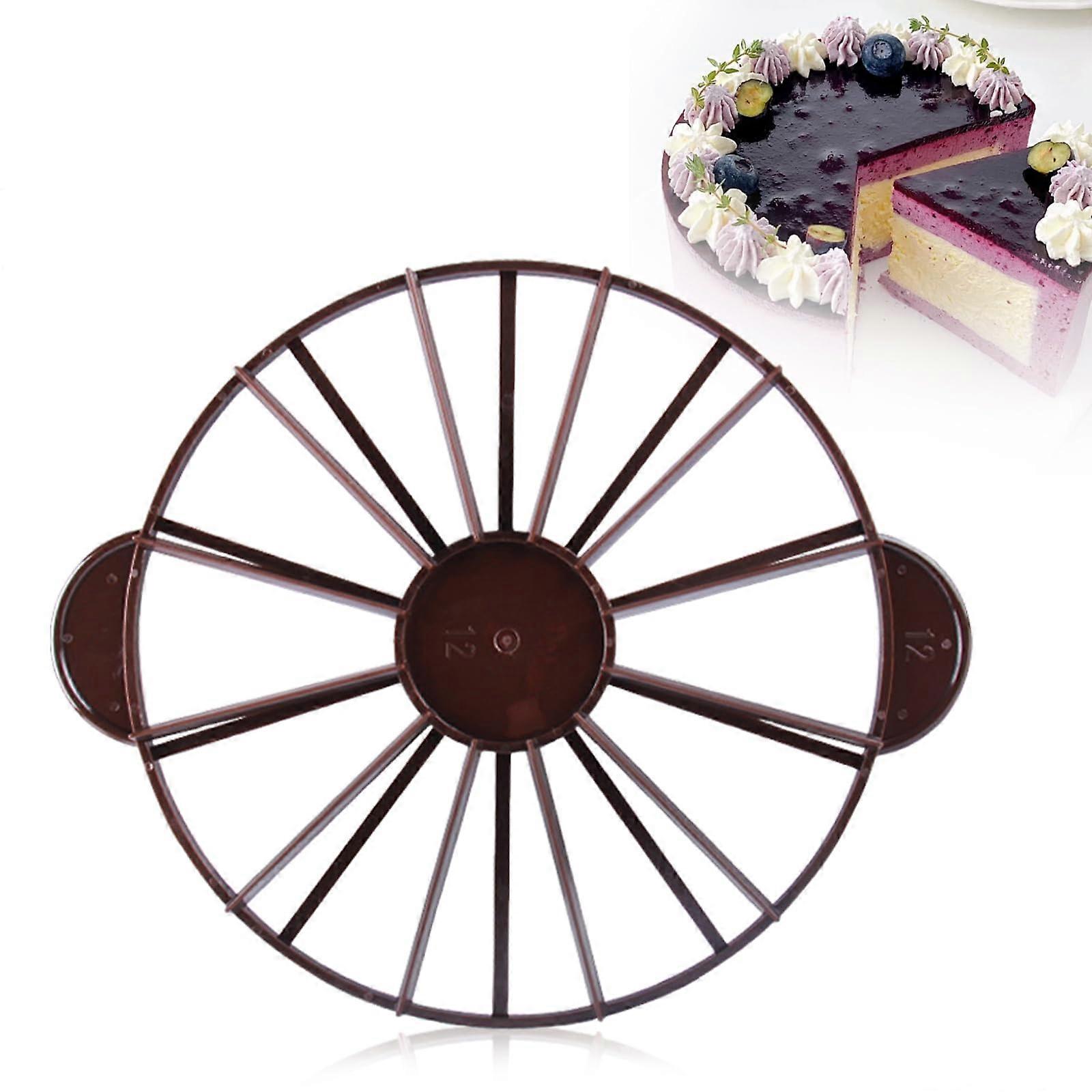 Cake Divider 10/12 Pieces With Handle Round Cake Cutter For Even Cake Slices Brown