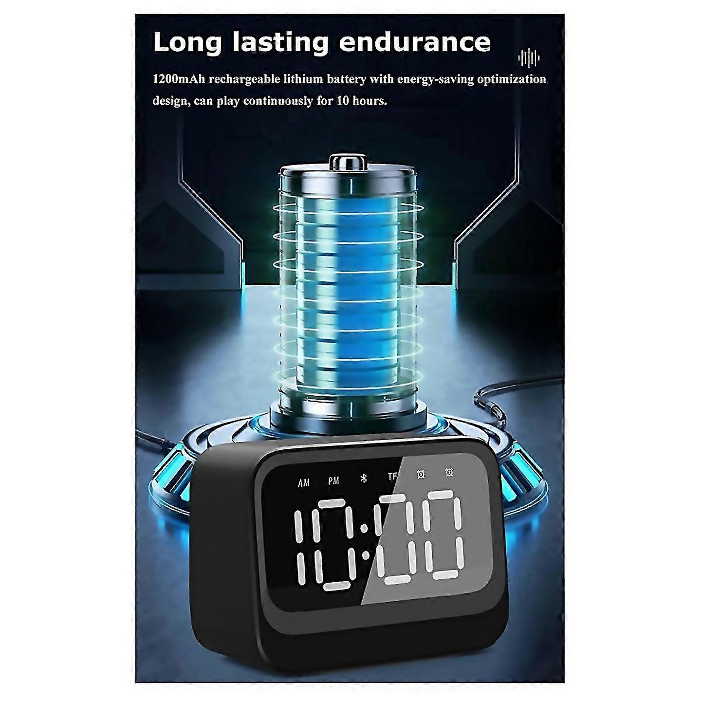 For Mini Clock Bluetooth Speaker Portable Dual Alarm Clock