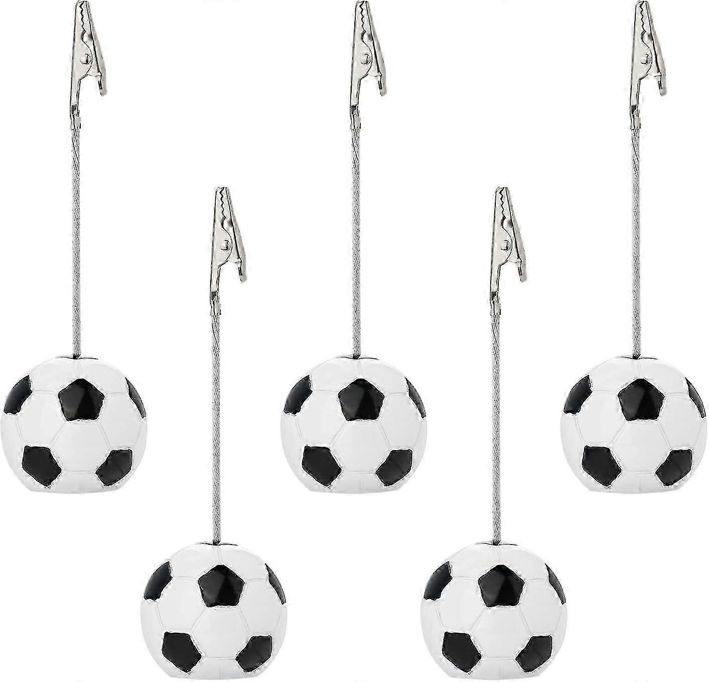 5 Pack Resin Ball Base Memo Clip Holder Stand Note Paper Clip Pictures Card Display with Alligator Clip,Soccer