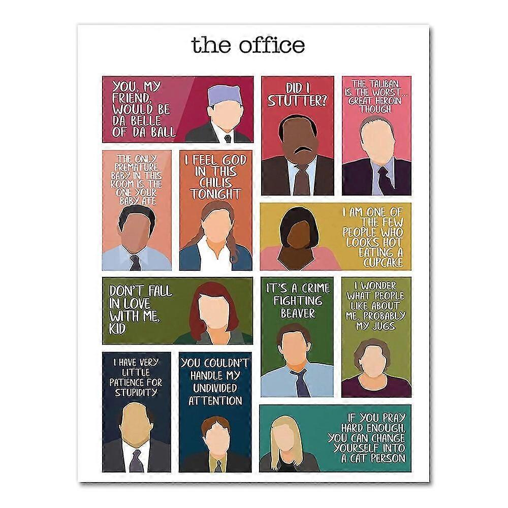 ملصق قماش اللوحة مكتب التلفزيون عرض الشخصيات الجدار الفن لا إطار