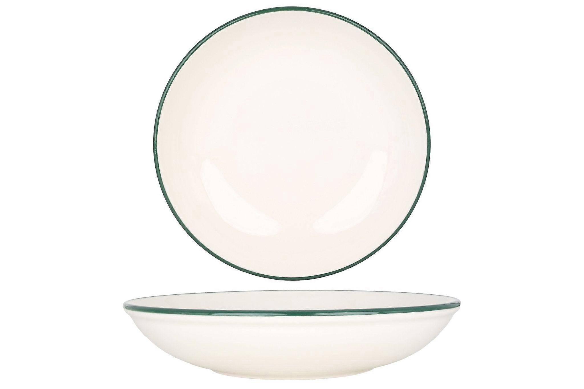 Rinart Deep Plate - Green Edge - Porcelain - 20 cm (650cc)  - set of 6