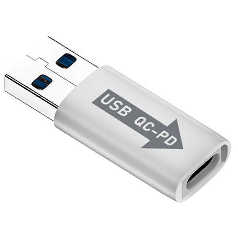 AM/CF-OC-PD USB-A QC3.1 to Type-C PD Converter Adapter with 10Gbps Data Transfer - Silver