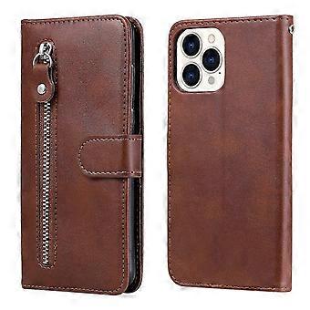 Voor iPhone 13 Pro Max Mode Kuit Textuur Rits Horizontale Flip Lederen Hoes met Stand & Kaartsleuven & Portemonnee Functie 2025