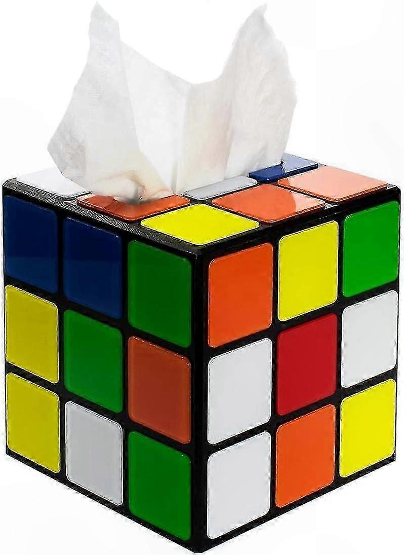 Magnetic Lock Plastic Magic Cube Tissue Box Cover, Multi-Color Holder for Square Tissue Boxes