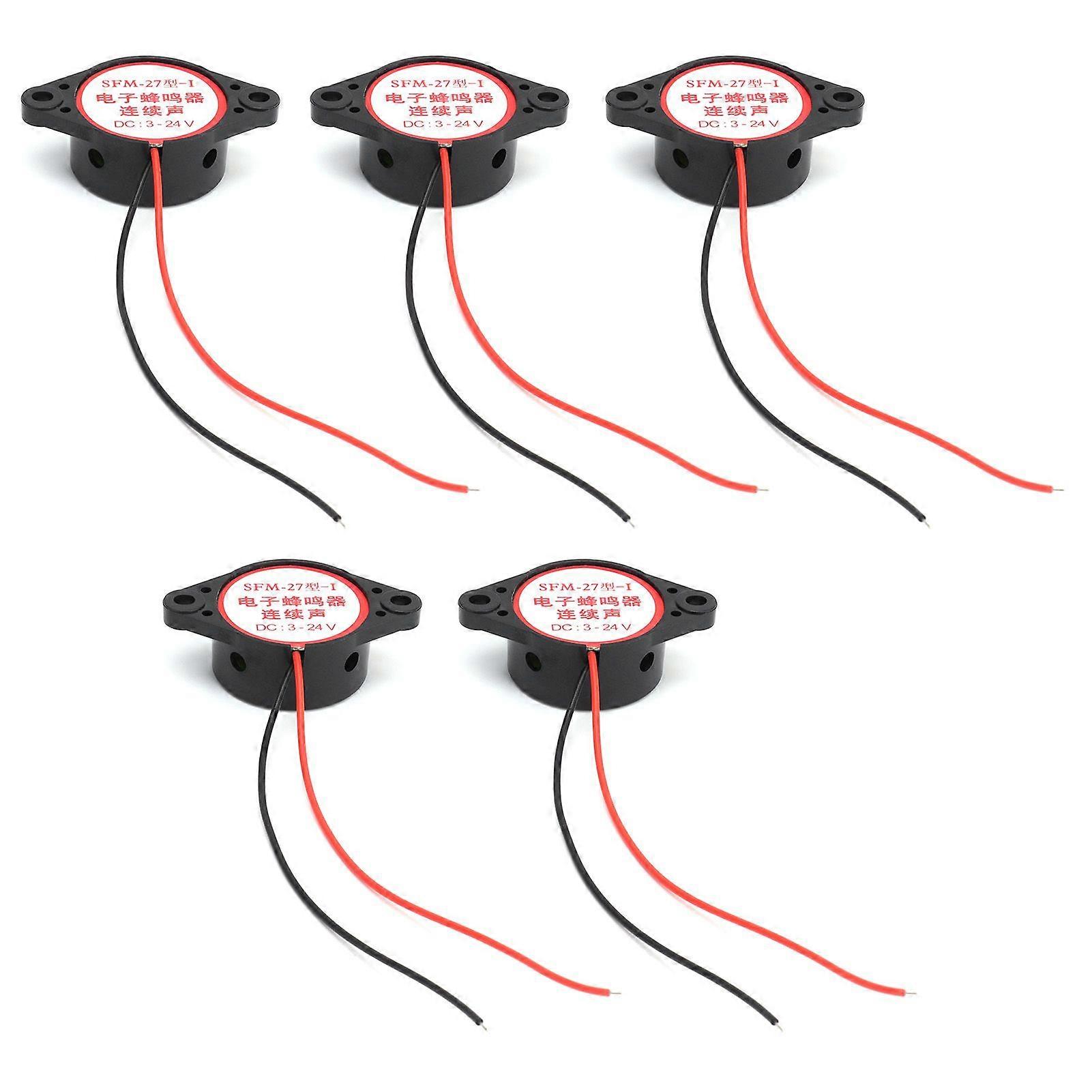 5Pcs Alarm Buzzer Continuous Beep Piezo Active HighDecibel Signal Sounder 95dB DC324V(Black )