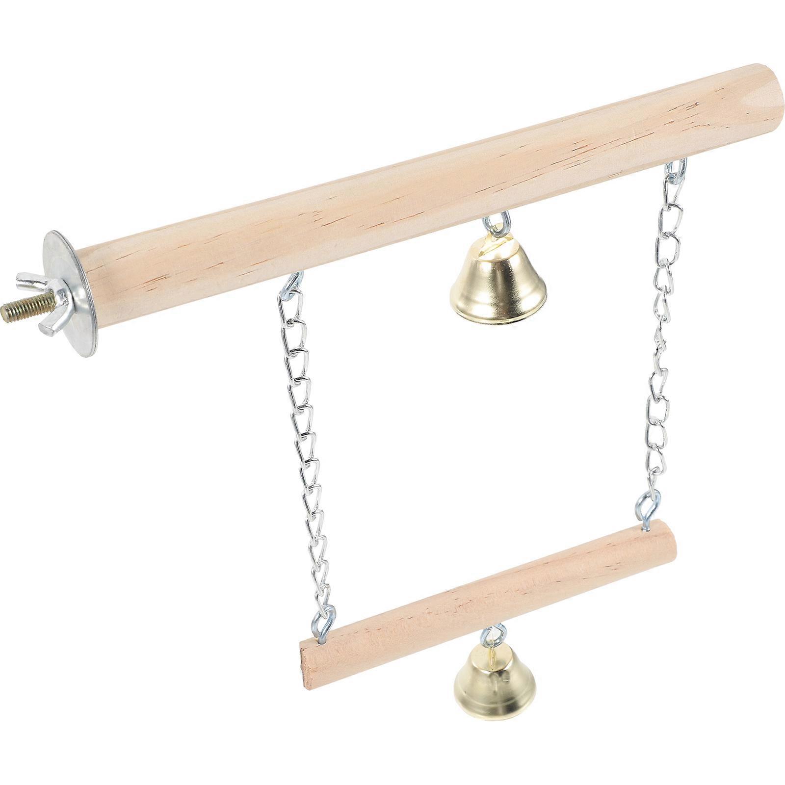 Bird Toy Wooden Birdcage Perch Stand for Parakeet Swing 5Pcs Set