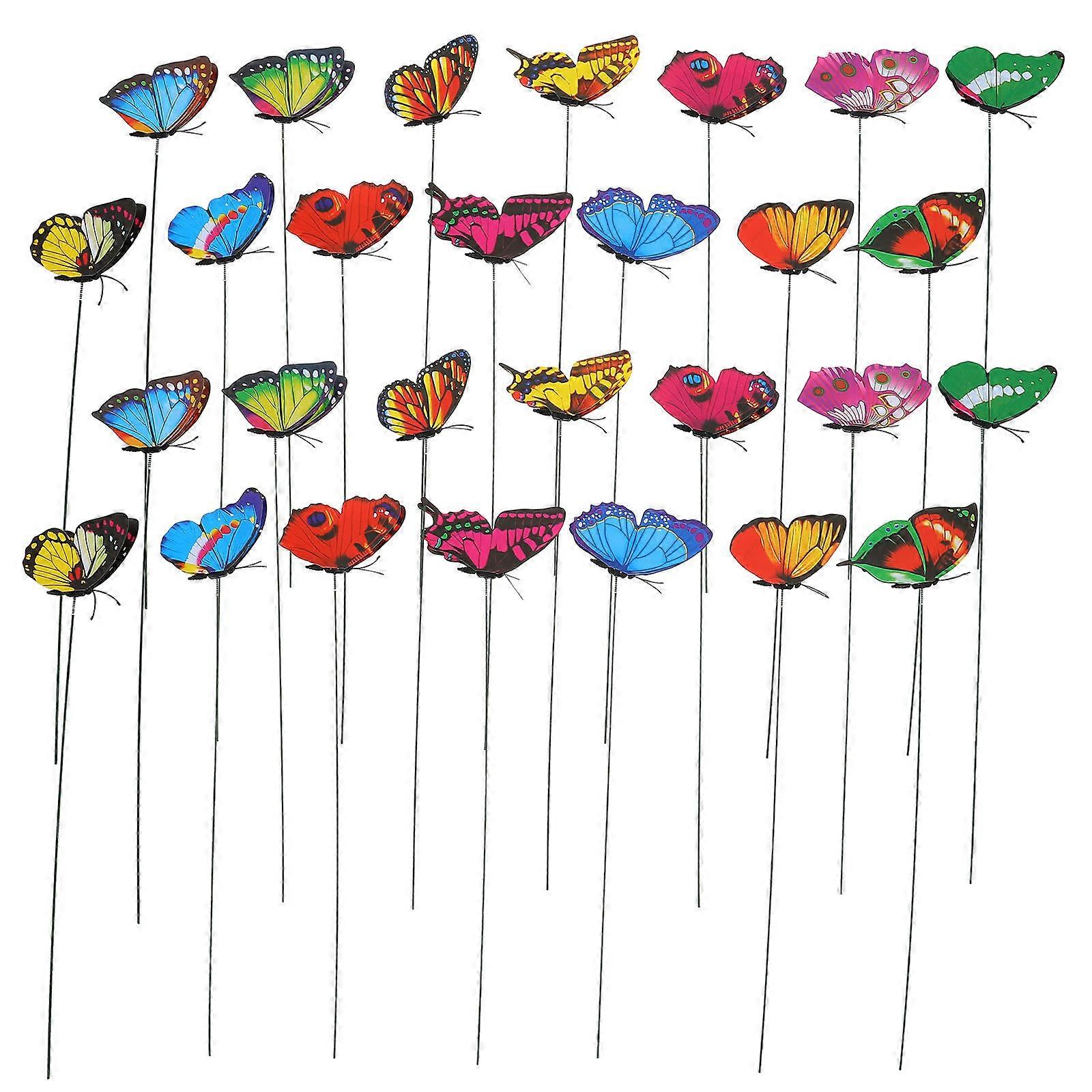 Double Layer Butterflies Stakes Garden Decorative Stakes for Decoration Use 150Pcs