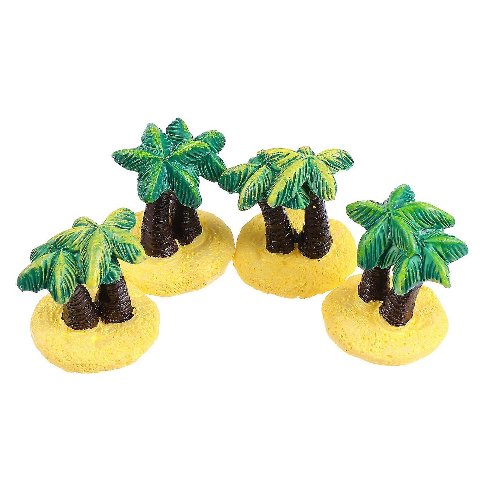 Resin Coconut Tree Crafts Decorative Desktop Decorations 4Pcs