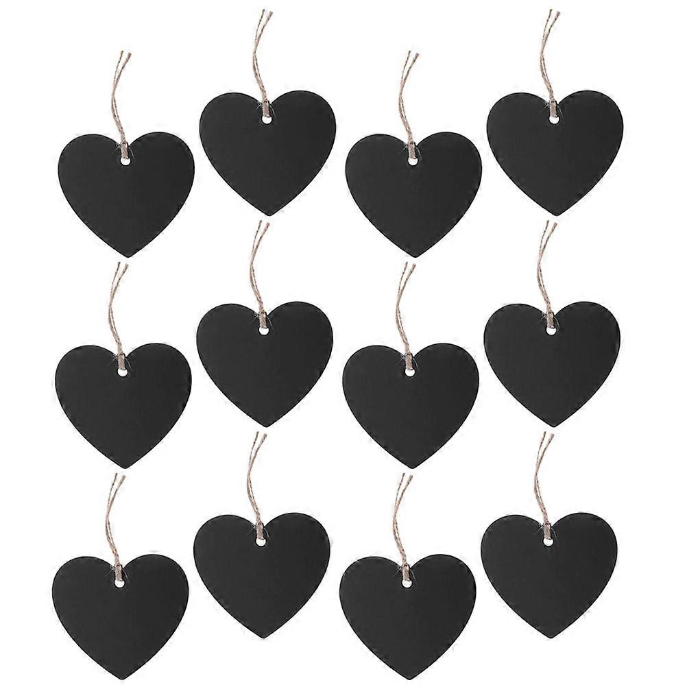 Message Writing Blackboard Mini Chalkboards For Wedding Home Decor Heart Shaped Wooden With Hanging String Double Sided Erasable 15Pcs