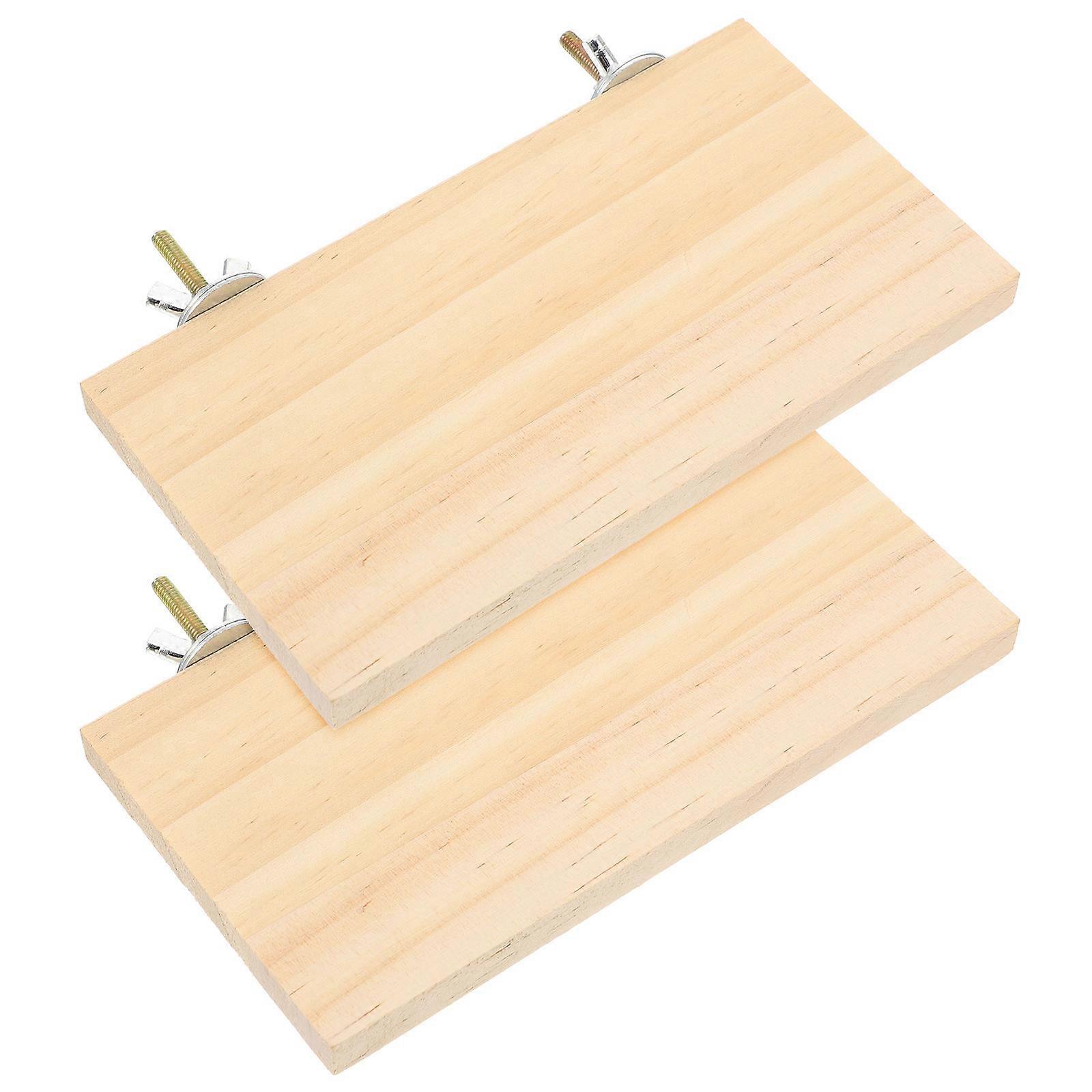 Bird Cage Platform Wooden Rectangular Stand for Pet Use 4Pcs Beige Bird Toy