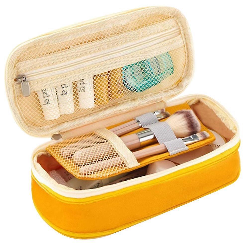 Pencil Case Large Capacity for Storage 3Pcs Portable Yellow Stationery Organizer