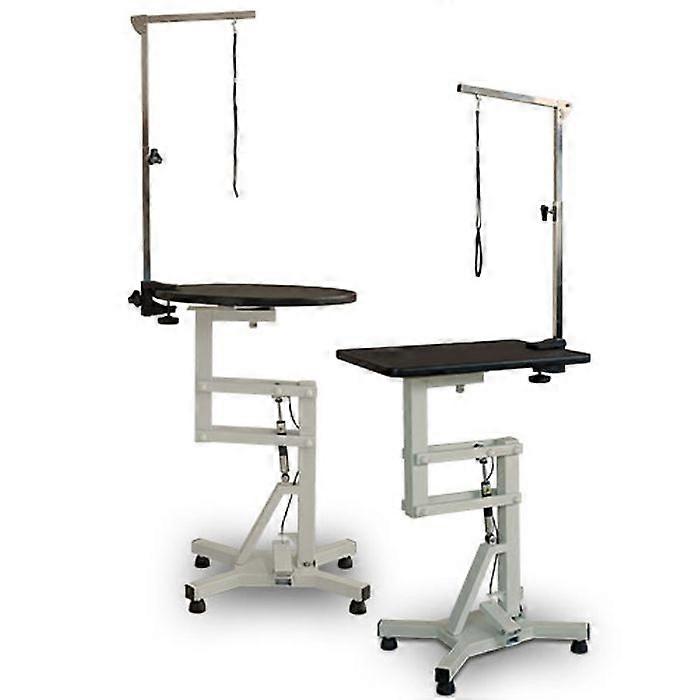 Adjustable height hydraulic grooming table for small breed dogs, 360-degree rotating table.