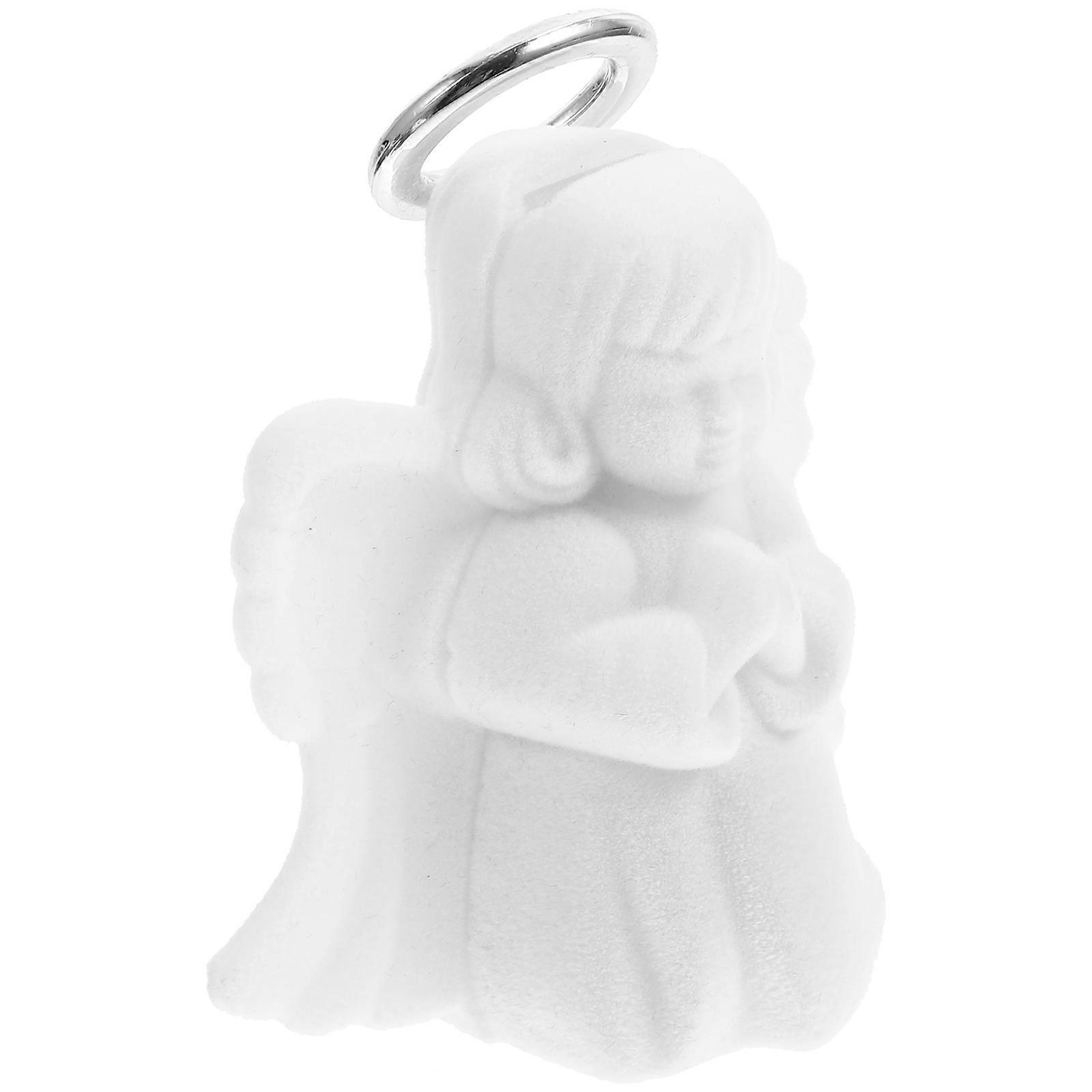 5Pcs Rectangular Angel Shaped Flocking Ring Box Perfect For Engagement And Wedding Occasions With Storage Function Available In 3.14X2.55X1.38In Size