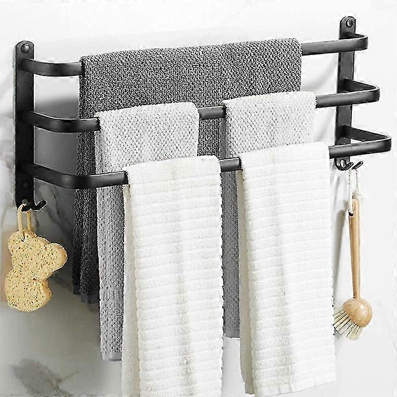 2025 Bathroom Towel Rack With Ladder Design, Rustproof Aluminum Double Towel Bars For Wall Mounted Installation, Matte Black Finish Ensuring Space-sav
