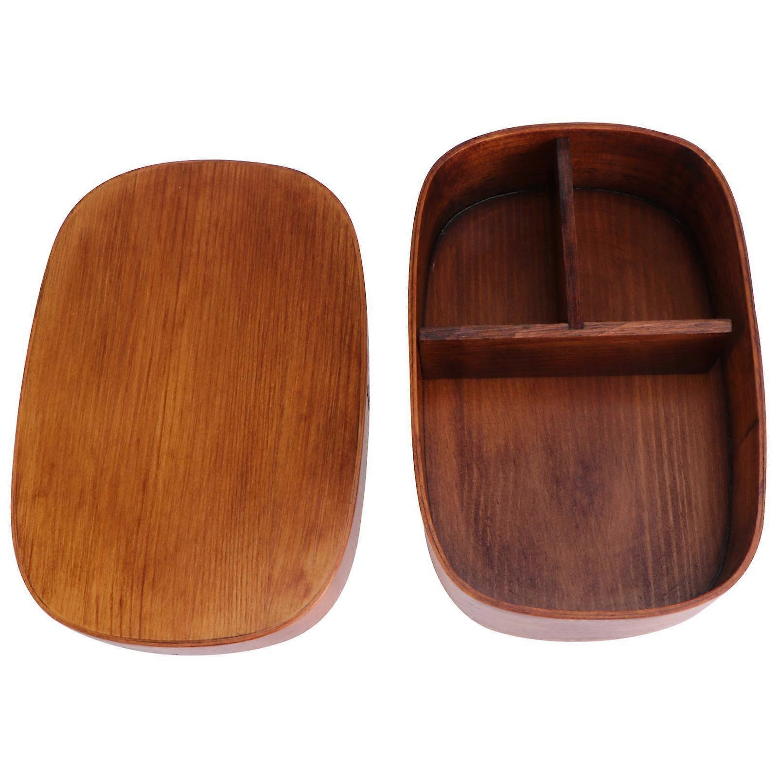 Coffee Wooden Lunchbox Bento Box for Food Storage with Removable Separator