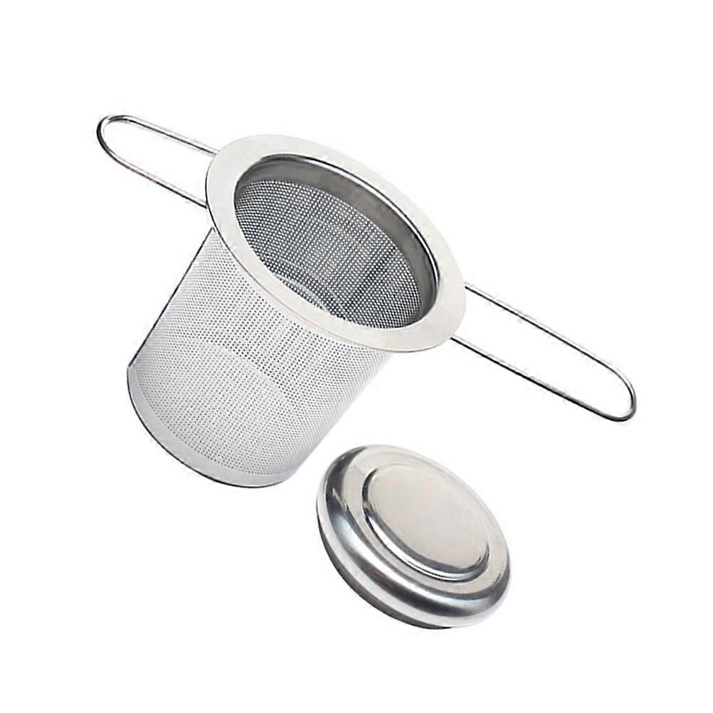 Round Base Metal Tea Infuser Two Handle Design for Home Use 5.9×2.6×2.1in Reusable Filtering Device 1 Set