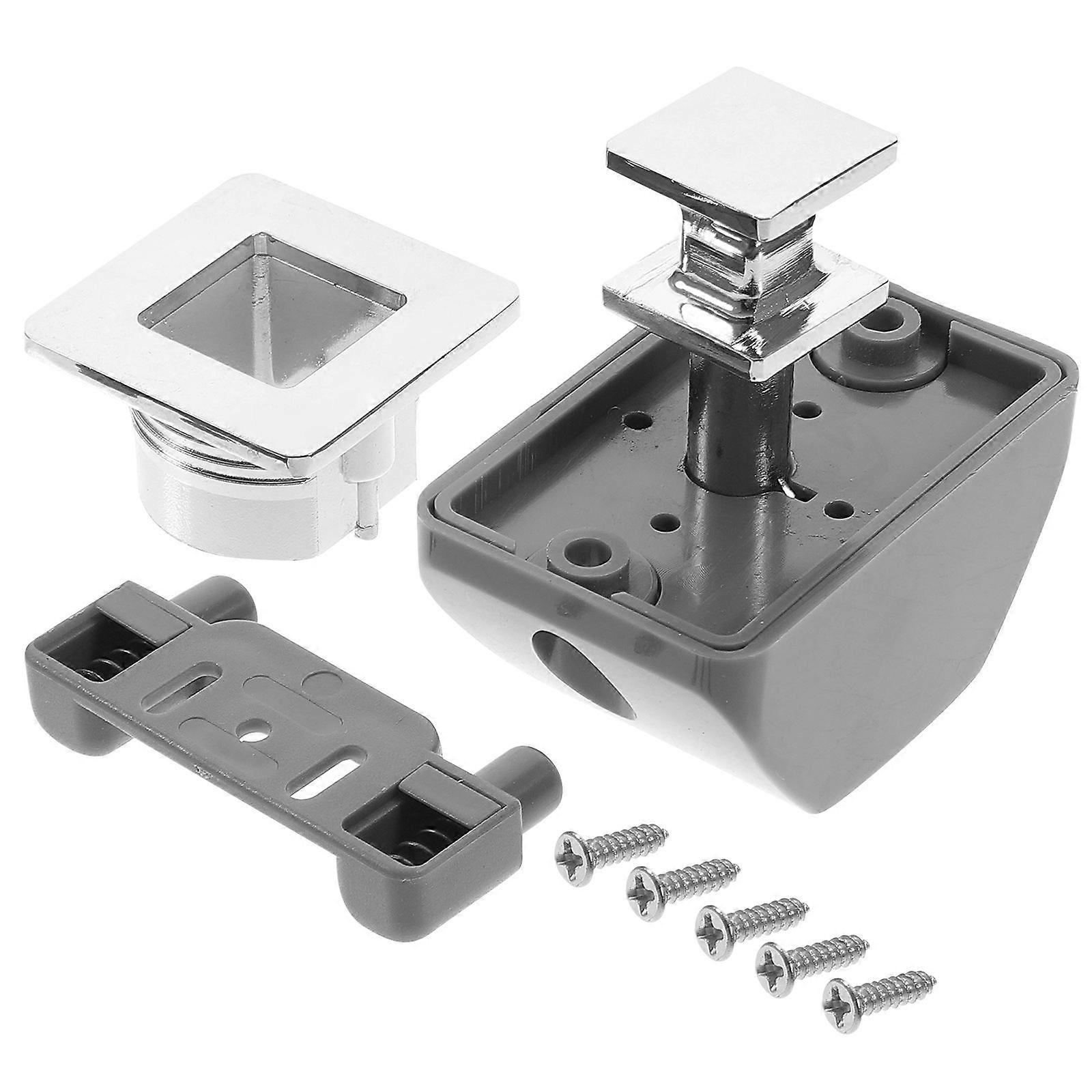 Drawer Latch Lock Push Button Zinc Alloy for Cabinet 2Pcs