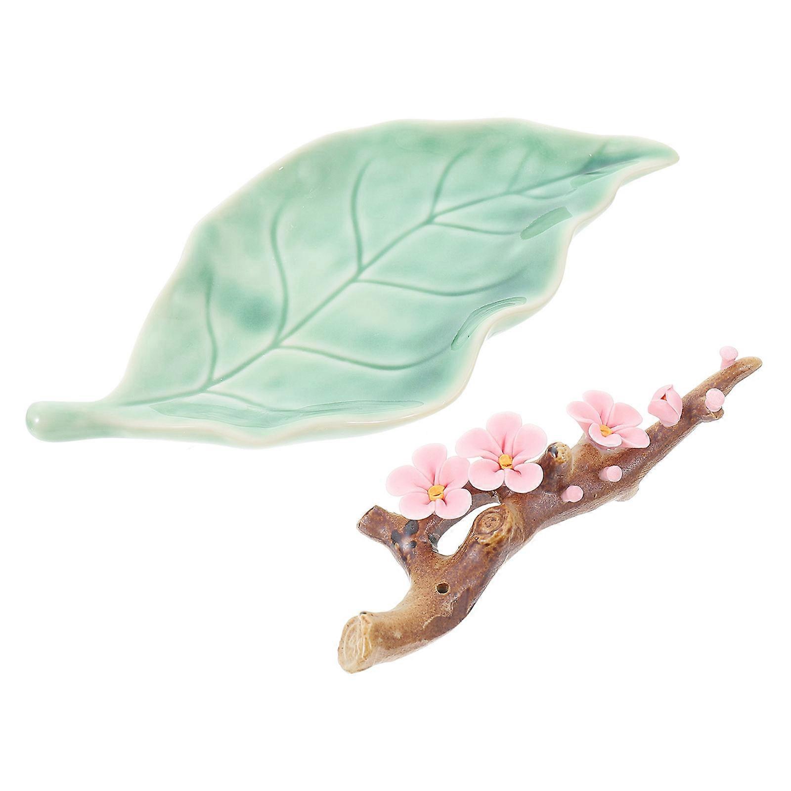 Decorative Plum Flower Burner Ceramic Aroma Diffuser Stress Reduction Bedroom 1Set