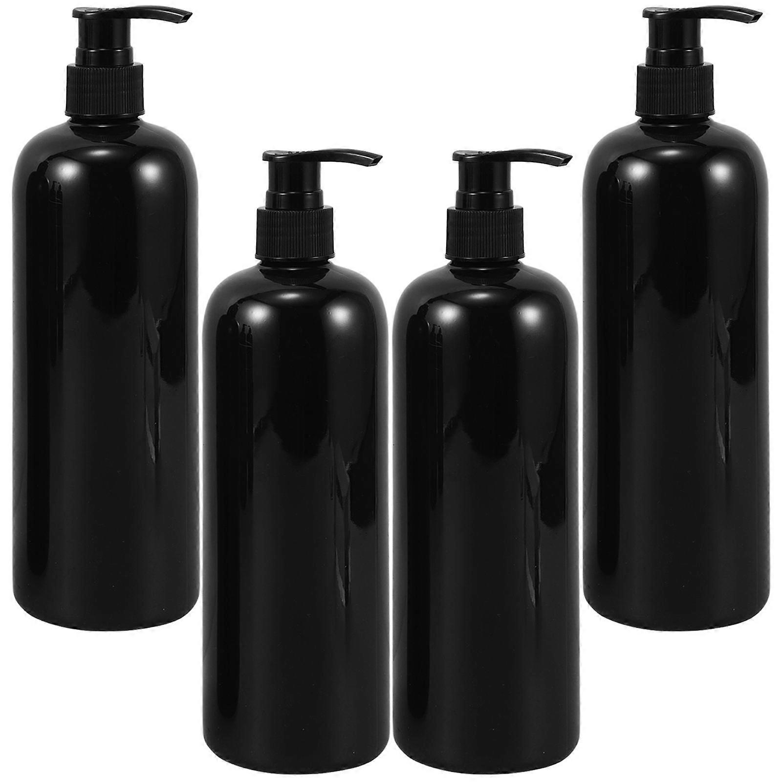 Refillable Bottle Press Pump Bottle for Storage 4Pcs Black Emulsion