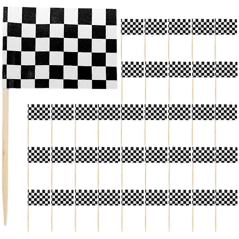 Checkered Racing Flag Toothpicks for Cake Decoration 48Pcs Set