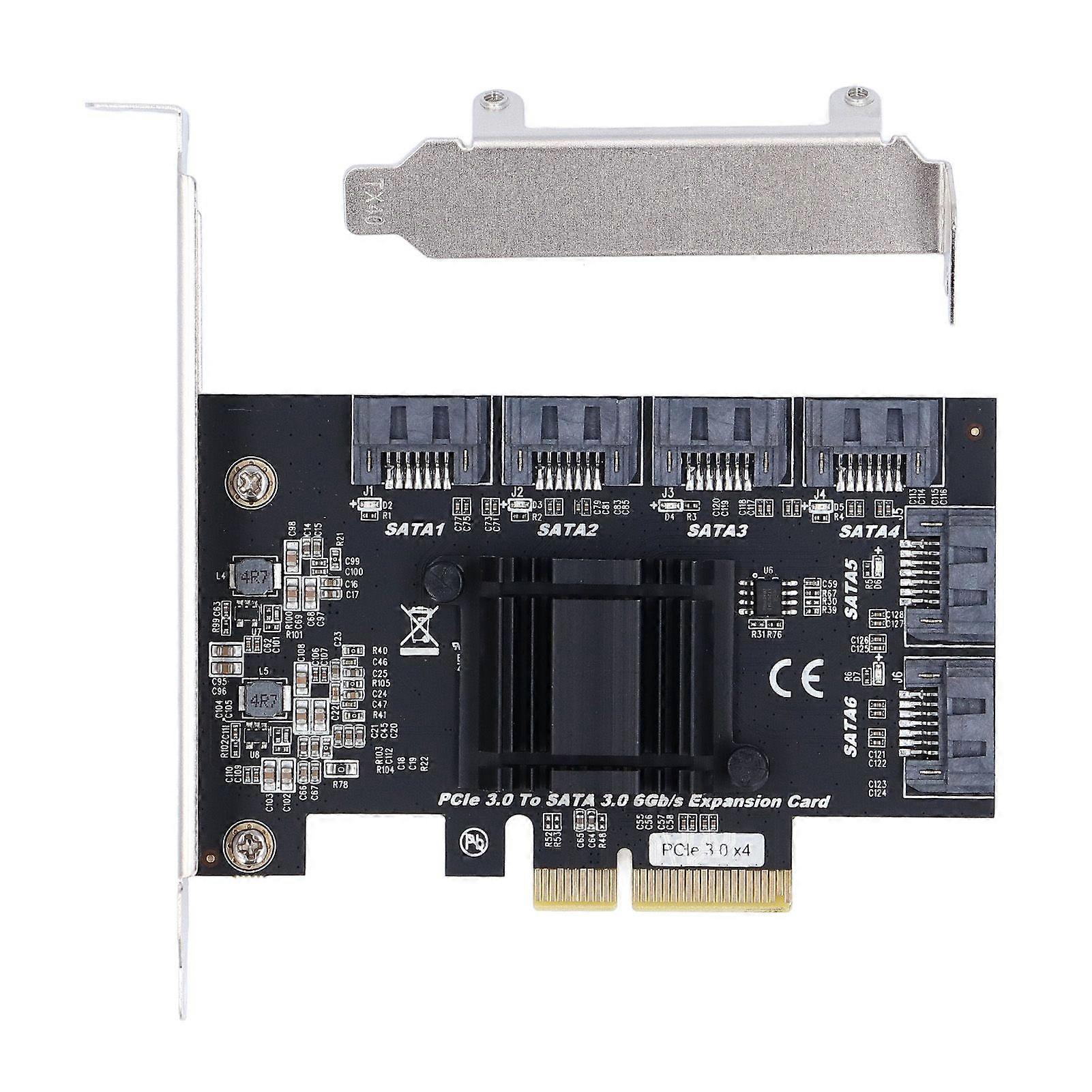 PCIe 3.0 X4 to SATA 3 Adapter Card High Speed PCI Express to 6 Port SATA 3 Expansion Card for Computer TXB119 Single Row