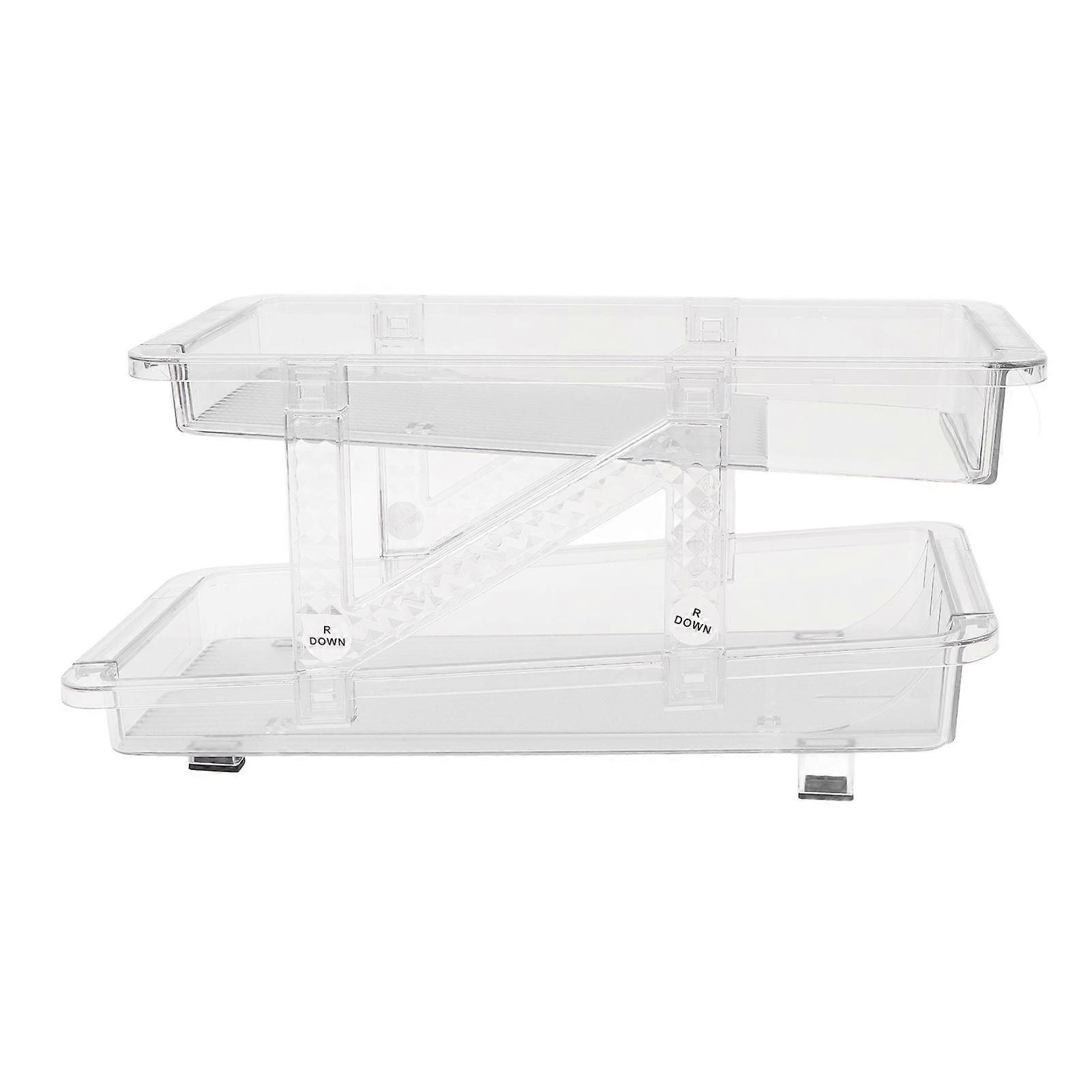 Rolling Soda Can Organizer 2 Layer Expandable Automatic Rolling Beverage Dispenser Beer Can Holder for Refrigerator Pantry Freezer Clear