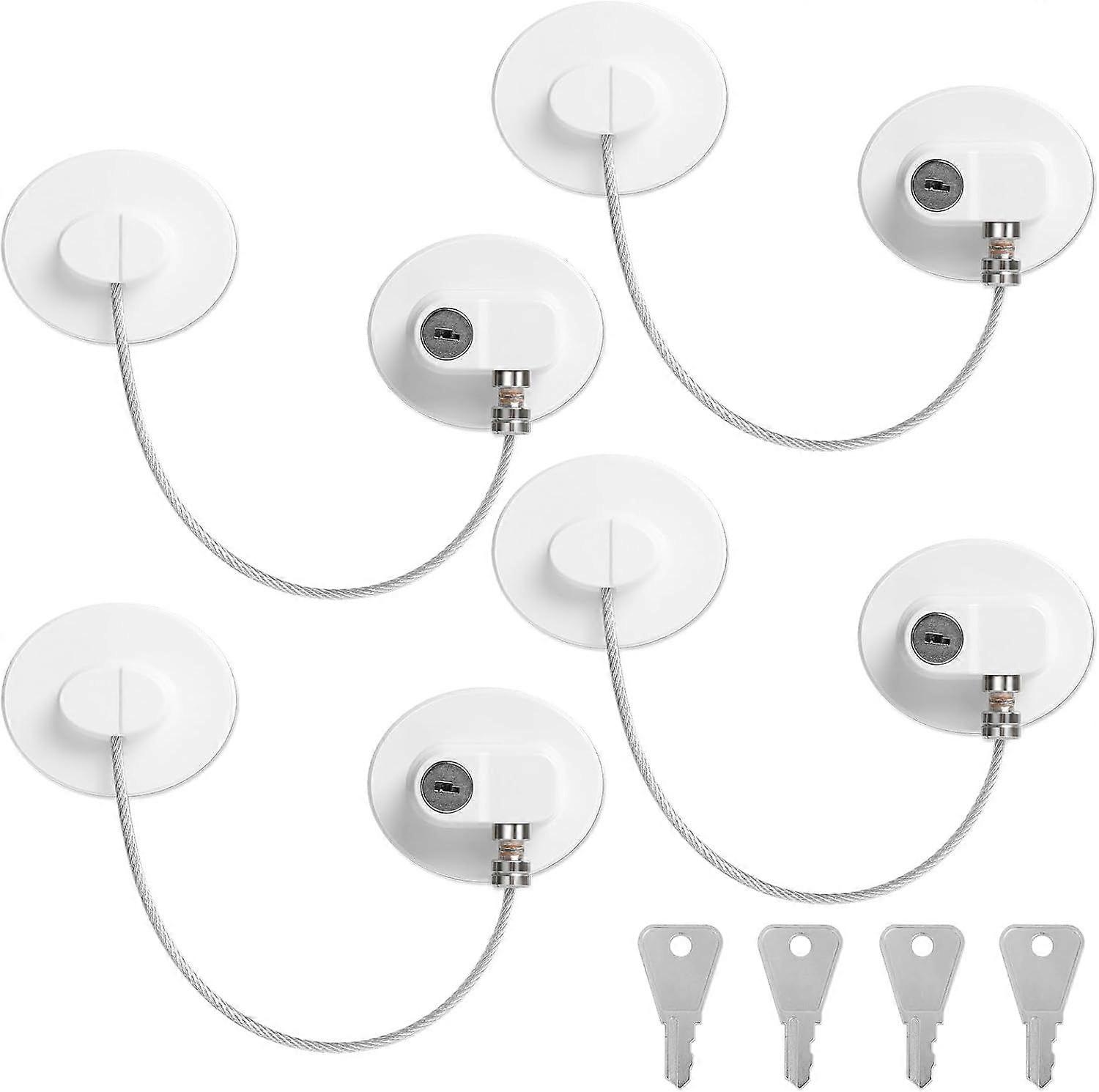 Child safety window lock with 4 keys for doors, windows, refrigerators, drawers, and washing machines, focused on child safety.