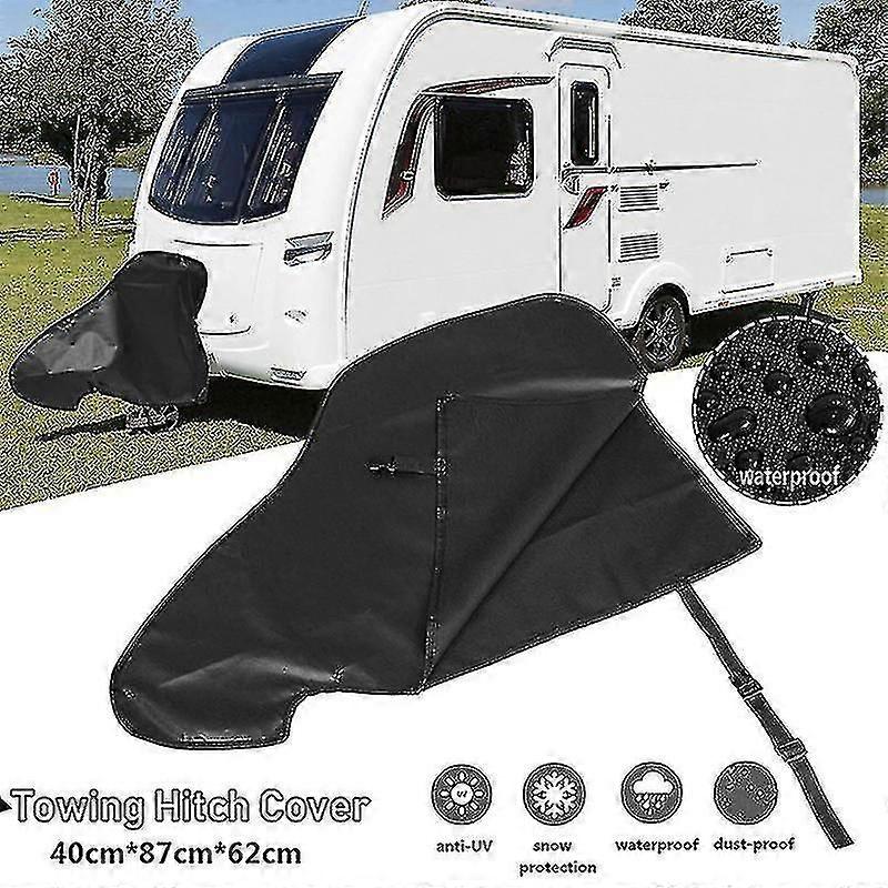 Anhänger Deichsel Abdeckung, schwarz PVC RV Caravan Anschlussabdeckung mit Federband