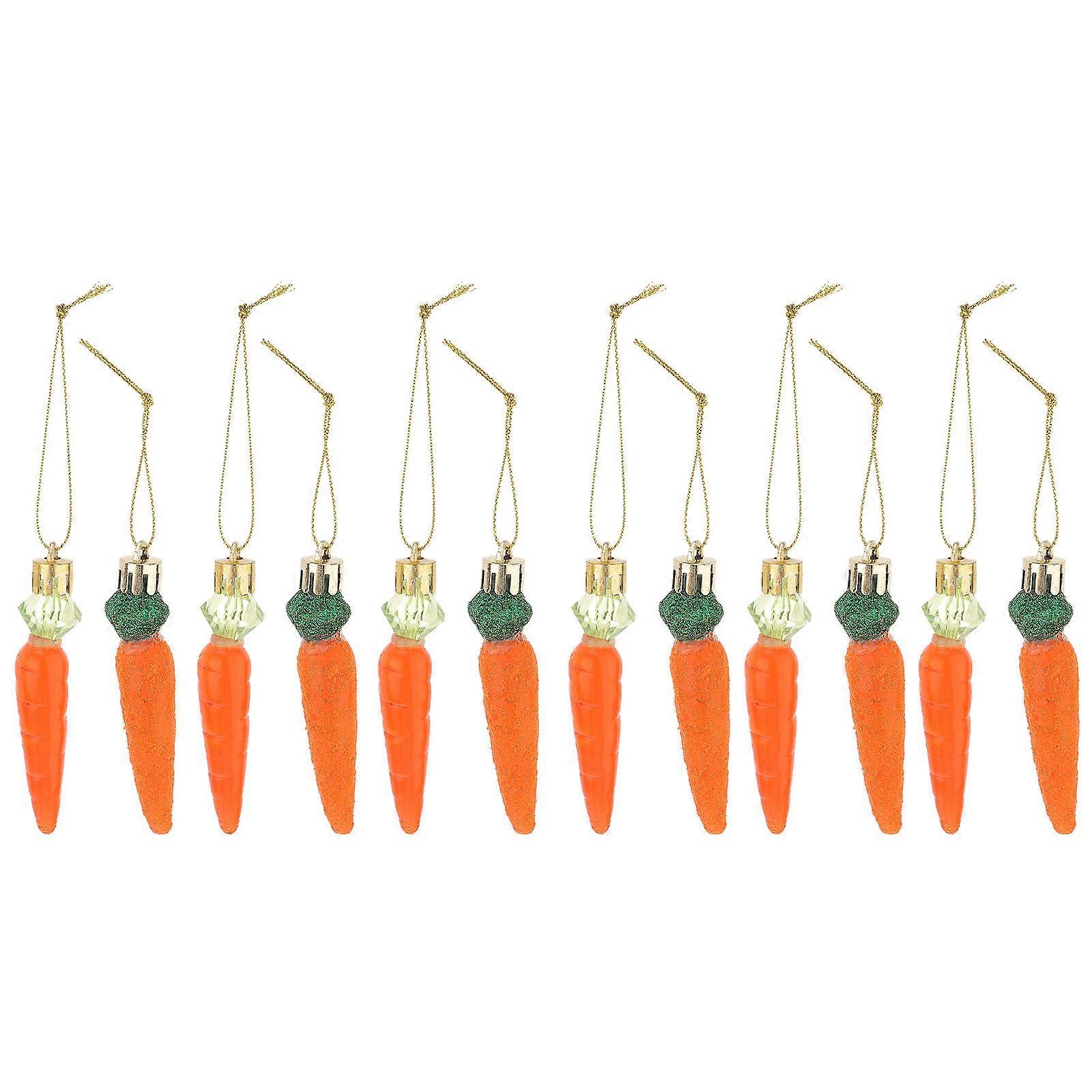 Plastic Easter Pendant Carrot Hanging for Celebration Decor 12Pcs