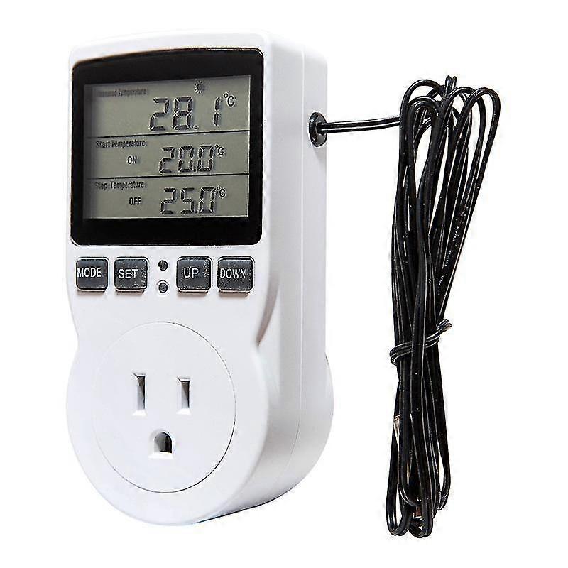 Digital Temperature Socket Outlet Eu Plug Thermostat With Timer Switch Sensor Probe Heating Cooling US
