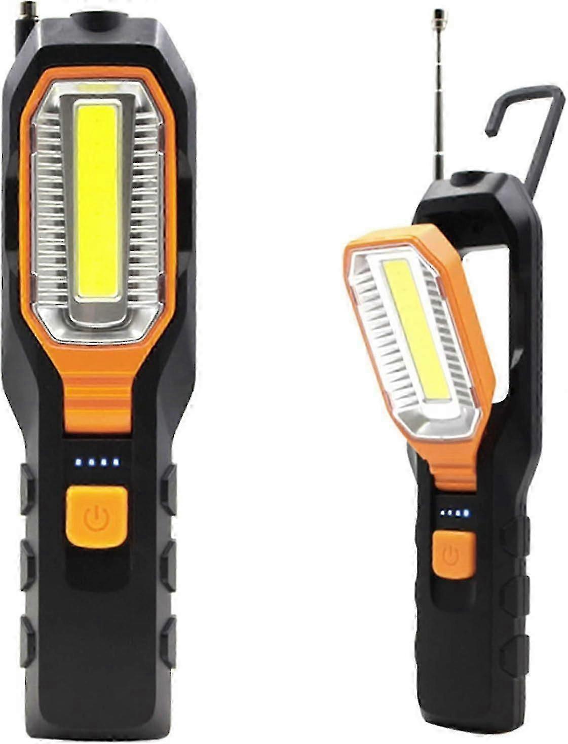 Led Work Light, Cob Usb Rechargeable Workshop Light, Inspection Lamp Torch With Magnetic Hook 4 Lighting Modes Flashlight For Car Camping Emergency